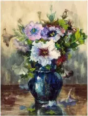 Flowers Vase Accent Tile Mural Kitchen Bathroom Wall Backsplash Marble Ceramic