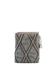 [Diesel] Diesel - Small wallet in Argyle quilted denim - Small Wallets - Woman - Blue UNI Blue