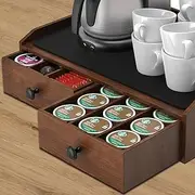 OCERAVE Wooden Coffee Pod Holder & Organizer - Coffee Station Organizer for Counter, Coffee Pods and Tea Organizer Holder Compatible with Nespresso, Keurig Pod & K-Cup | 30 Pod Capacity