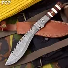 Hand Made Forged Hunter Knife Damascus Steel Bowie Knife Handle Bone,Mosaic