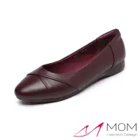 在飛比找momo購物網優惠-【MOM】真皮平底鞋 尖頭平底鞋/真皮小尖頭軟底折線設計平底