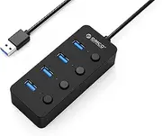 Orico 4 Ports Bus Powered USB 3.0 HUB w/Power Switches/LED for Mac/Laptop Black