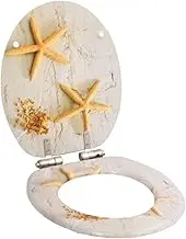 WC Toilet Seat with Soft Close Lid MDF Starfish Design Hardware Accessories