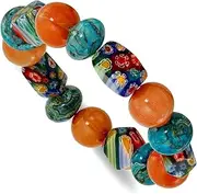 [JewelryWeb] 14.00mm Aventurine Agate and Kangsai Glass Beaded Stretch Bracelet-Stretch-Bracelet for Women