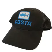 COSTA Tuna Trucker Hat Mens Adjustable Black Snapback Cap Fish Patch Mesh Back