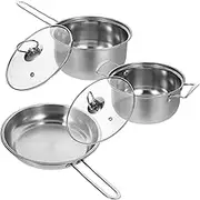 CRILSTYLEO 1 Set Stainless Steel Cookware Soup Pot Frying Pan Compact Design for Compatible with Gas Electric and Open Flame Stoves