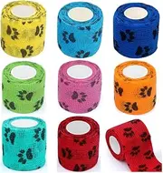 Pet Self Adhesive Bandage, Wanfoou 8 Rolls Self Adhering Bandage, Vet Wrap Bulk,Waterproof Self Adherent for Dog, Horse, Pet and Others