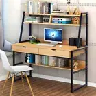 Enterprise Large Computer Desk Workstation with Shelves & Drawers (Natural)