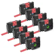 8PK TZ-451 TZe-451 Black on Red 1'' Label Tape Compatible with Brother P-Touch