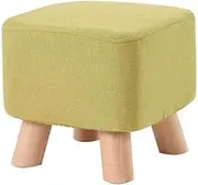 Square Wooden Footstool Ottoman Footrest Pouffe Chair Stool Change Shoes Stool 4 Beech Legs Upholstered with Linen Fabric Cover