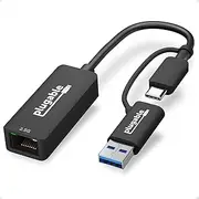 Plugable 2.5G USB C and USB to Ethernet Adapter, 2-in-1 Adapter Compatible with Thunderbolt 3 or USB 3.0, USB-C to RJ45 2.5 Gigabit LAN Ethernet, Compatible with Mac and Windows