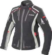 Büse Linda Ladies Motorcycle Textile Jacket, black-grey-red, Size 36 for Women Black Grey Red