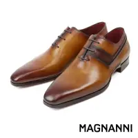 在飛比找momo購物網優惠-【MAGNANNI】時尚壓線商務牛津鞋 棕色(24814-C