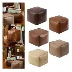 Footstool 17.7inchx17.7inch Cushion Cover PU Leather for Living Room Backside