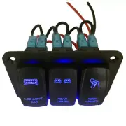 3 Gang Toggle Rocker Switch Panel Circuit Breaker Blue LED For Car Boat Marine (for: Volvo)
