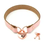 AMARE Blush Pink and Rose Gold padlocked stunning leather day collar Col43PPnkRg