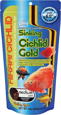 Hikari 12-Ounce Sinking Cichlid Gold Pellets for Pets, Medium