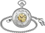 [SUPBRO] Women's Men's Pocket Watch Hole Analogue Mechanical Chain Watch Pocket Watch with Necklace Pullover Chain Digital