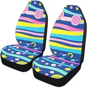 Amooorous Geometic Blue Abstract Decorative car seat Covers for Men Accessories Sport seat Covers fundas para asientos de carros Set of 2