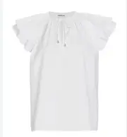 Elie Tahari White Pleated Flutter Sleeve Shirt Sz S Small $295 Nwt