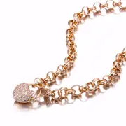 18ct Heavy Rose Gold Plated Belcher Chain Necklace Featuring a Simulated Diamond Locket - USA Made