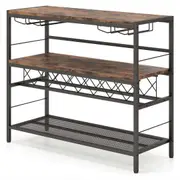 Giantex 4-Tier Modern Wine Rack Freestanding Wine Bar Table Storage Shelf Brown