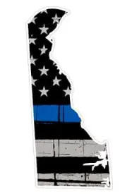 Delaware State (U10) Cop Thin Blue Line Vinyl Yeti Tumbler Decal Sticker