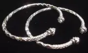 Pair Of Pointy Screw Head Handmade West Indian Sterling Silver Bangles
