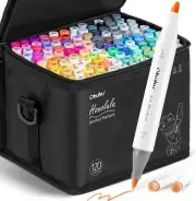 Ohuhu Alcohol Markers Brush Tip -Double Tipped Art Marker Set 120 colors