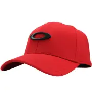 Oakley Tincan Cap Mens Size S/M Plain Red Black Logo Flex Fit Baseball Sport Hat