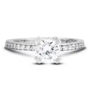 3 Carat F SI1 Round Cut Natural Certified Diamonds 14k Gold Classic Accent Ring