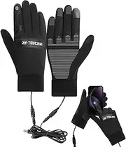 [Generic] USB Heated Motorcycle Gloves - Full Finger Workout Gloves | Waterproof Winter Touchscreen Gloves, Winter Windproof Waterproof Warm Gloves, Full Finger Workout Gloves for Winter