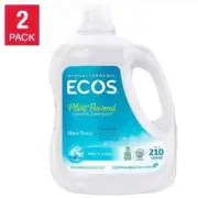 ECOS Liquid Laundry Detergent Free & Clear 210 Loads/210 fl oz x 2 Count HE Safe