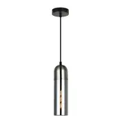 PASTILLE Round Top Cylinder 1 Light Pendant In Satin Chrome With Smoke Glass - PASTILLE1