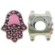 Hamsa or Hand of Fatima Spacer Bead For Snake Chain Bracelet (Pink)