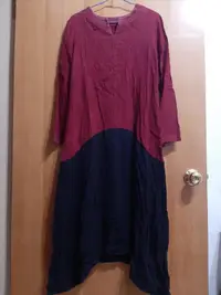 在飛比找露天拍賣優惠-小雨的兒子 紅黑拼接長袖洋裝 二手衣 台灣製精品 設計師品牌