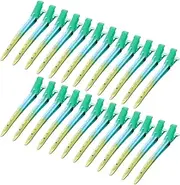 24 Pcs Duck Bill Clips, 3.35 Inches Rustproof Metal Alligator Curl Clips with Holes for Hair Styling, Hair Coloring, Gradient Green