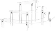 FUNNTY Acrylic Risers Display Stand, 3 Tier Clear Step Riser, Cupcake Stand Display Holder, Half-moon Cupcake Display Stand, Perfume Organizer, Dessert Display Stand
