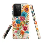 For Samsung Galaxy S21 Ultra Tough Protective Cover, Floral Symphony