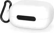 Geekria Silicone Case Cover Compatible with Soundcore by Anker C40i True Wireless Earbuds, Protective Earphones Skin Cover with Keychain Hook, Charging Port Accessible (White)