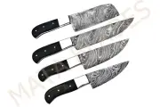 HANDMADE DAMASCUS STEEL BLACK CHEF KNIFE SET KITCHEN KNIVES CHEF SET full tang