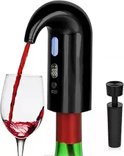 Electric Wine Aerator Pourer, Portable Automatic One-Touch Decanter Dispenser Pump for Red and White Wine with Type C Rechargeable Battery Stopper