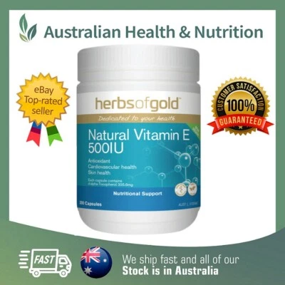 HERBS OF GOLD NATURAL VITAMIN E 500IU // CHOOSE SIZE + FREE SAME DAY SHIPPING