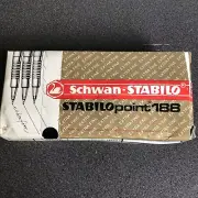 12 x BLACK Stabilo Point 188 Fineliner Marker Pen 0.4mm TRACKED