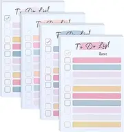 Bekecidi Pack of 4 to Do List Sticky Notes, 200 Sheets to Do List Notepad Self-Adhesive Notepad Lined Sticky Notes Notepads for Planner, Reminder, Office, School, Home (10 x 15 cm)