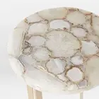 Natural White Salt Agate Round Table top, Luxuries Stone table, Handmade Table