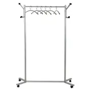 Rolling Coat Hat Hanger Stand on Wheels Portable Clothing Organizer 68" Silver