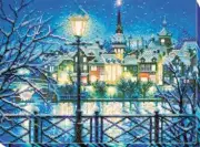 Bead embroidery kit Shining Blue needlework kit Art canvas beadwork pattern