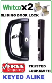 2 x WHITCO BLAXLAND SLIDING GLASS DOOR DEADLOCK LOCK KEYED ALIKE W500217
