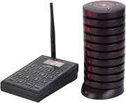 Restaurant Pager System, Rechargeable Restaurant Buzzer Pagers, Paging System with Vibration, Flashing and Buzzer, for Hospital Food Truck Church Hotel (10 Pagers)(AU Plug)